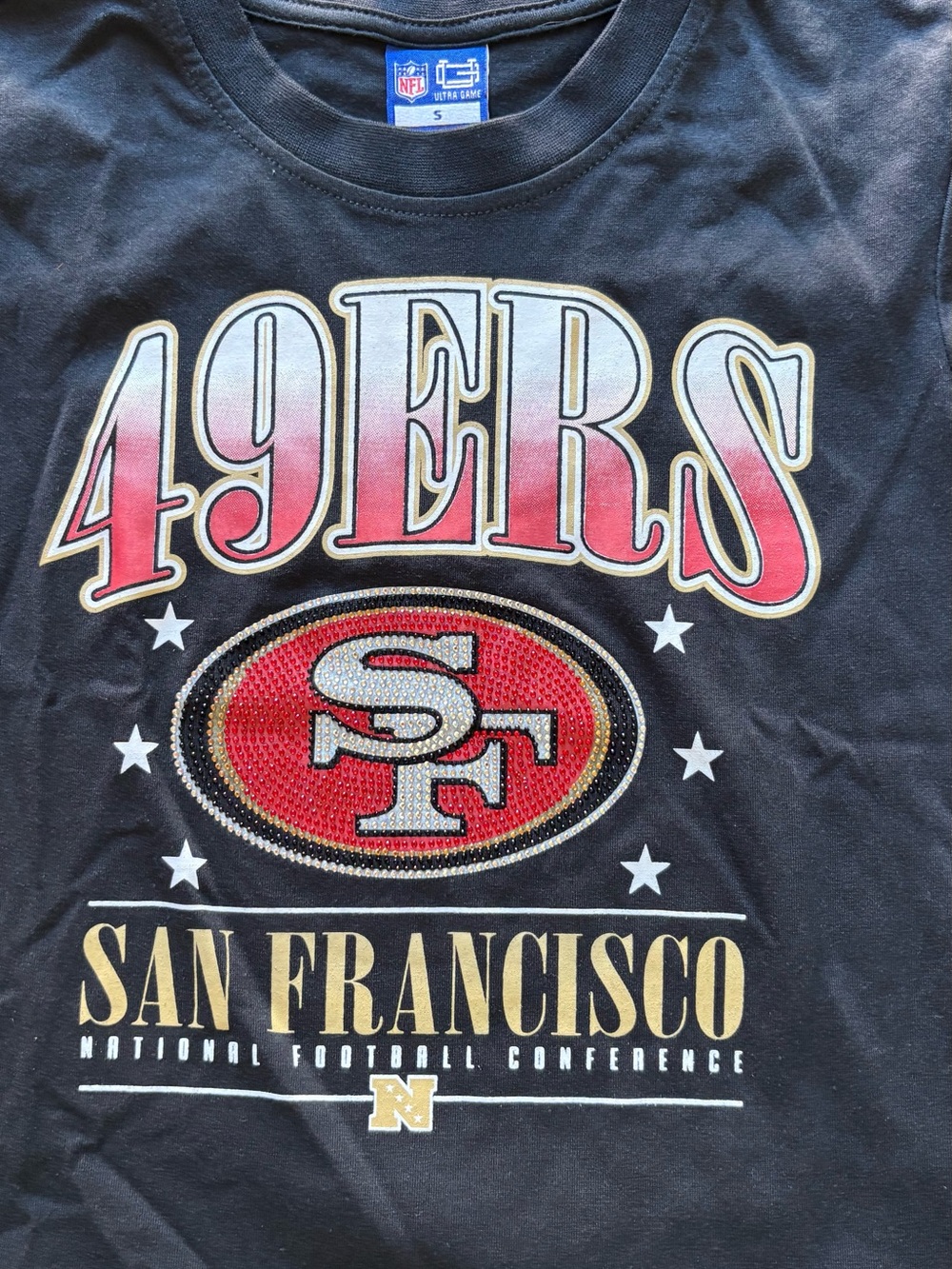 San Francisco 49ers women Black Graphic Tee with rhinestone - Picture 2 of 3